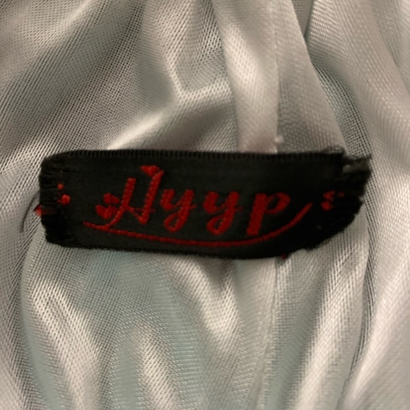 Elastic waist sheer polyester bicolored blue and light blue striped skirt lined - Picture 5 of 6